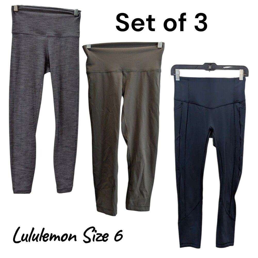Athleisure Lululemon Leggings Lot of 3 Athletic Yoga Running Workout Pants Sz 6